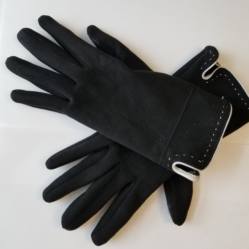 ❗Audrey Hepburn Style Houndstooth Black Winter Gloves with White Trim❗